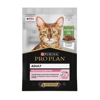 Pro Plan Nutrisavour "Delicate" влажный корм с ягненком в соусе для кошек с чувствительным пищеварением 85 г