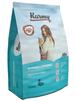 Karmy Hypoallergenic Duck полнорационный сухой корм для взрослых кошек склонных к пищевой аллергии с уткой 1,5 кг