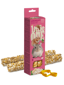 LITTLE ONE палочки для хомяков, крыс, мышей и песчанок с воздушным рисом и орехами 2 х 55 г