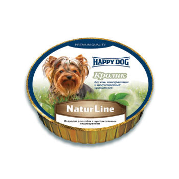 Happy Dog "Natur Line" влажный рацион для взрослых собак паштет из кролика 85 г