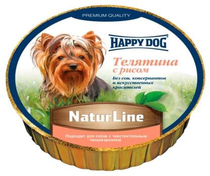 Happy Dog "Natur Line" влажный рацион для взрослых собак паштет из телятины с рисом 85 г