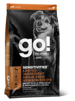 GO! SENSITIVITIES Limited Ingredient Venison Recipe беззерновой корм для щенков и собак со свежей олениной для чувствительного пищеварения 1.59 кг