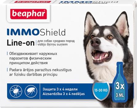 Beaphar капли IMMO Shield Line-on от паразитов для собак средних пород 3 пип.