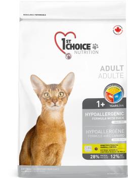 1st CHOICE Hypoallergenic Adult сухой гипоаллергенный корм для взрослых кошек с уткой и картофелем 2,72 кг