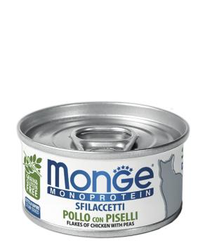Monge Cat Monoprotein консервы для взрослых кошек, хлопья из курицы с горошком 80 г
