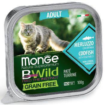 Monge Cat BWild Grain Free беззерновые консервы из трески с овощами для взрослых кошек 100 гр