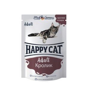Happy Cat нежные кусочки в соусе для кошек с кроликом 100 г (Россия)