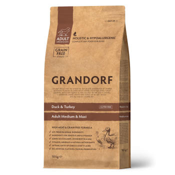 Grandorf Duck&Turkey MED&MAXI сухой беззерновой корм для собак средних и крупных пород с уткой и индейкой 10 кг