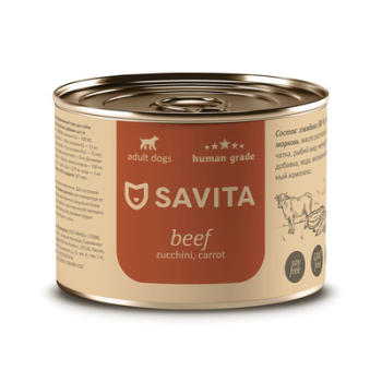 Savita беззерновые консервы для собак, говядина с кабачком и морковью 240 гр
