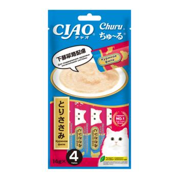 Inaba Ciao Churu лакомство-пюре для кошек с куриным филе для здоровья мочеполовой системы 4 шт х 14 гр