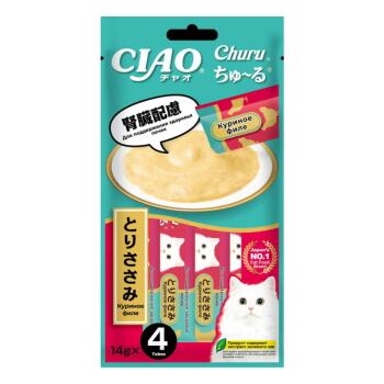 Inaba Ciao Churu лакомство-пюре для кошек с куриным филе для поддержания здоровья почек 4 шт х 14 гр